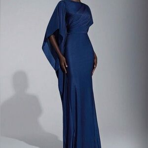 Elegant Asymmetrical Blue Dress